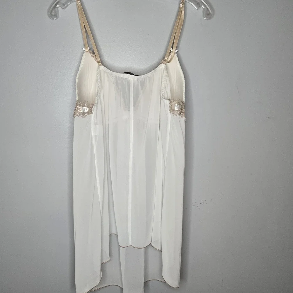 Linea Donatella Ivory Lace‎ Babydoll Chemise XL Bridal Sheer Chiffon Lingerie